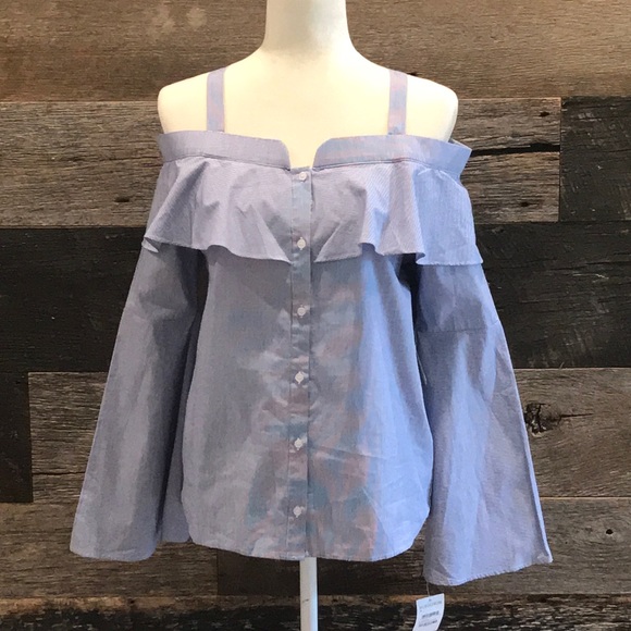 NEW Trouve Off Shoulder Bell Sleeve Top - Picture 1 of 5
